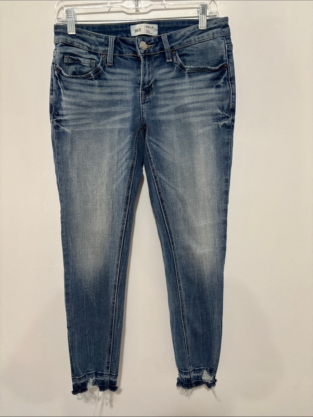 BKE Stella Low Rise Ankle Skinny Jeans Raw Frayed Hem Size 27x27